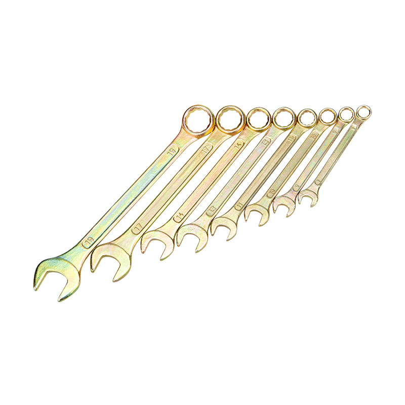Набор ключей комбинированных REXANT (8-11, 13, 14, 17, 19 мм), 8 шт., желтый цинк