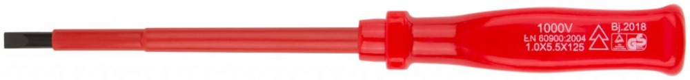 Отвертка изолированная 1000 В, CrV сталь, пластиковая ручка  5х125 мм SL||55803||4806